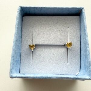 Genuine Lemon Quartz Sterling Silver Heart Shaped Earrings- November/valentines
